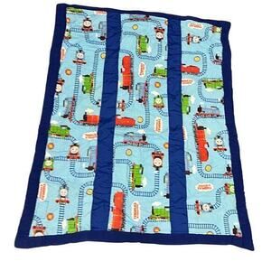 THOMAS THE TRAIN handmade baby toddler bed quilt vintage